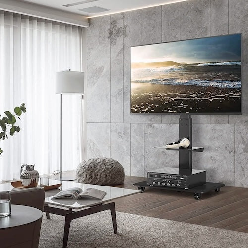 Corner TV Stand with Locking Wheels for 32-65 Inch TVs - orangme.com