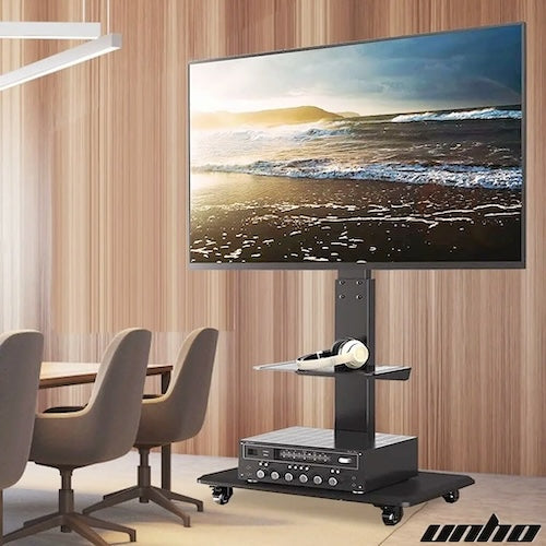 Corner TV Stand with Locking Wheels for 32-65 Inch TVs - orangme.com