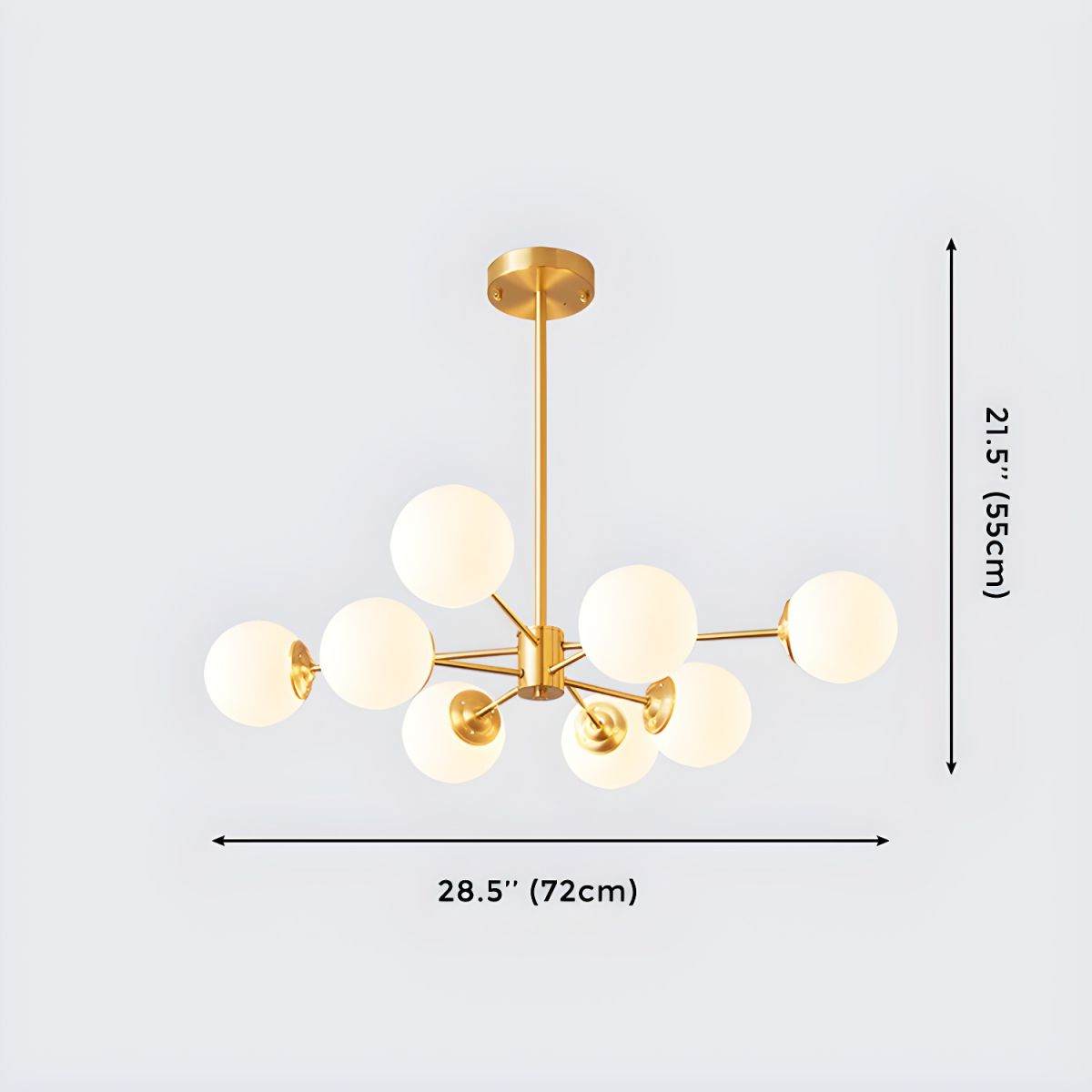 8-light globe pendant light with Sputnik design in a modern dining room setting - orangme.com