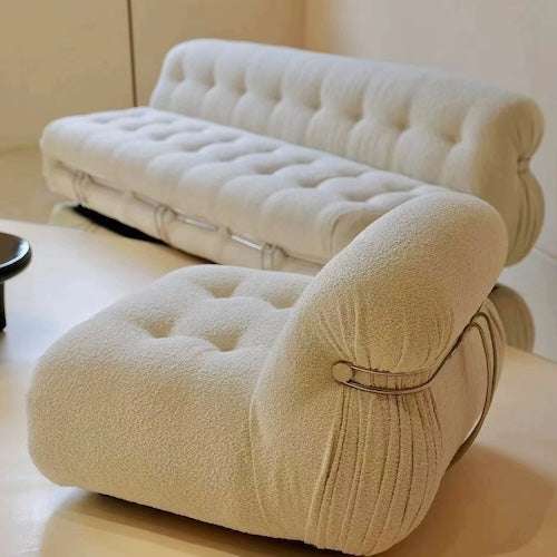 Sofa Set: Stylish Retro Seating with Sleek Lines & Plush Comfort - Orangme