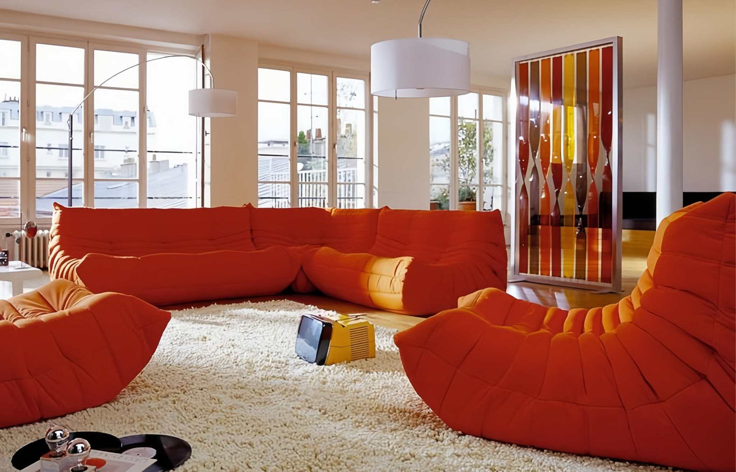 Wunderschönes Corduroy Togo Sofa-Set