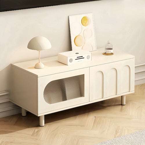 Glamour Minimalist White TV Cabinet - Orangme