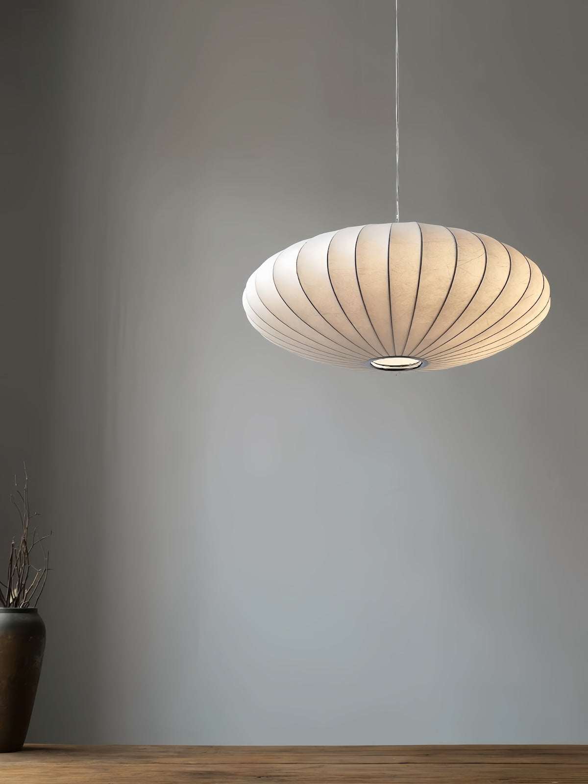 Minimalist Indoor Disk-Shaped Shade Silk Pendant Lighting