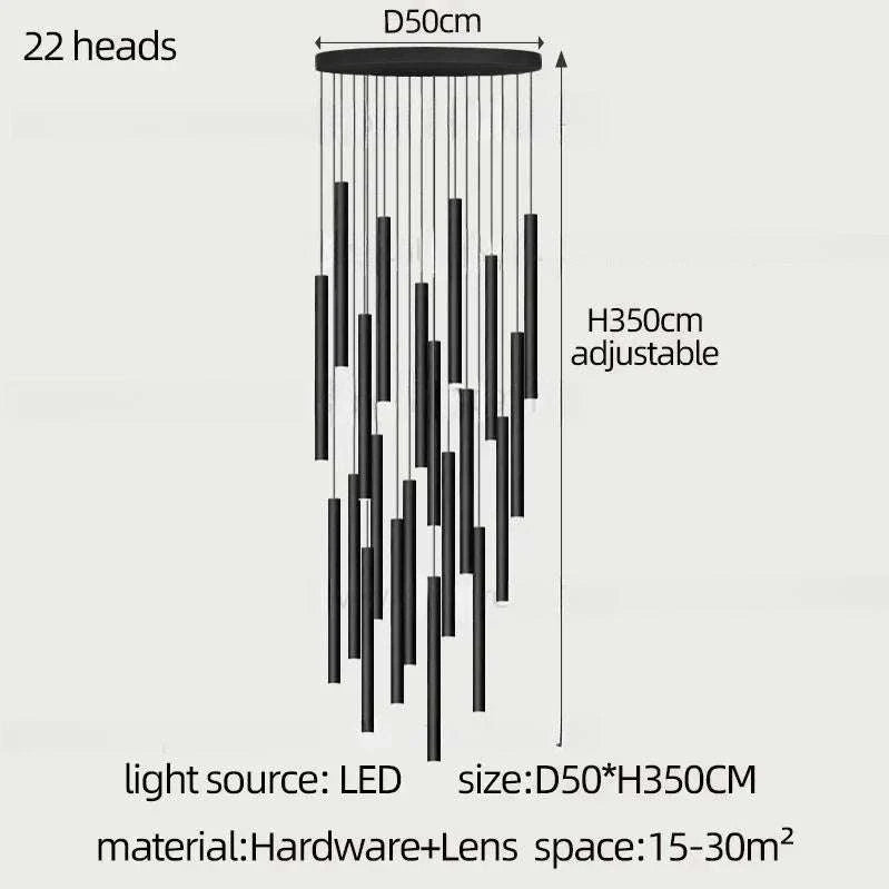 22 heads large Staircase Chandelier for hotel hall, villa - orangme.com