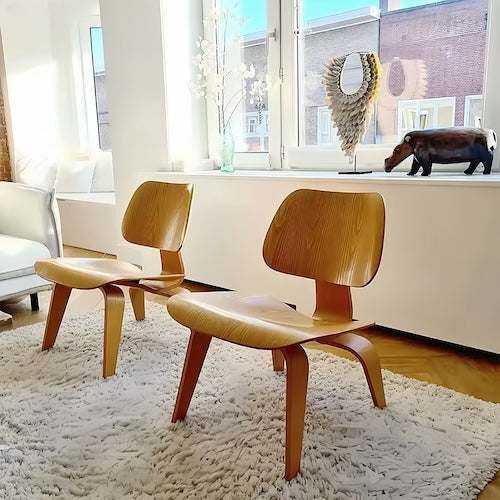 Lounge Chair - Eames Molded Plywood Timeless Log, Walnut, Black - orangme.com