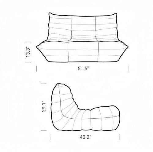 2 seater togo sofa set