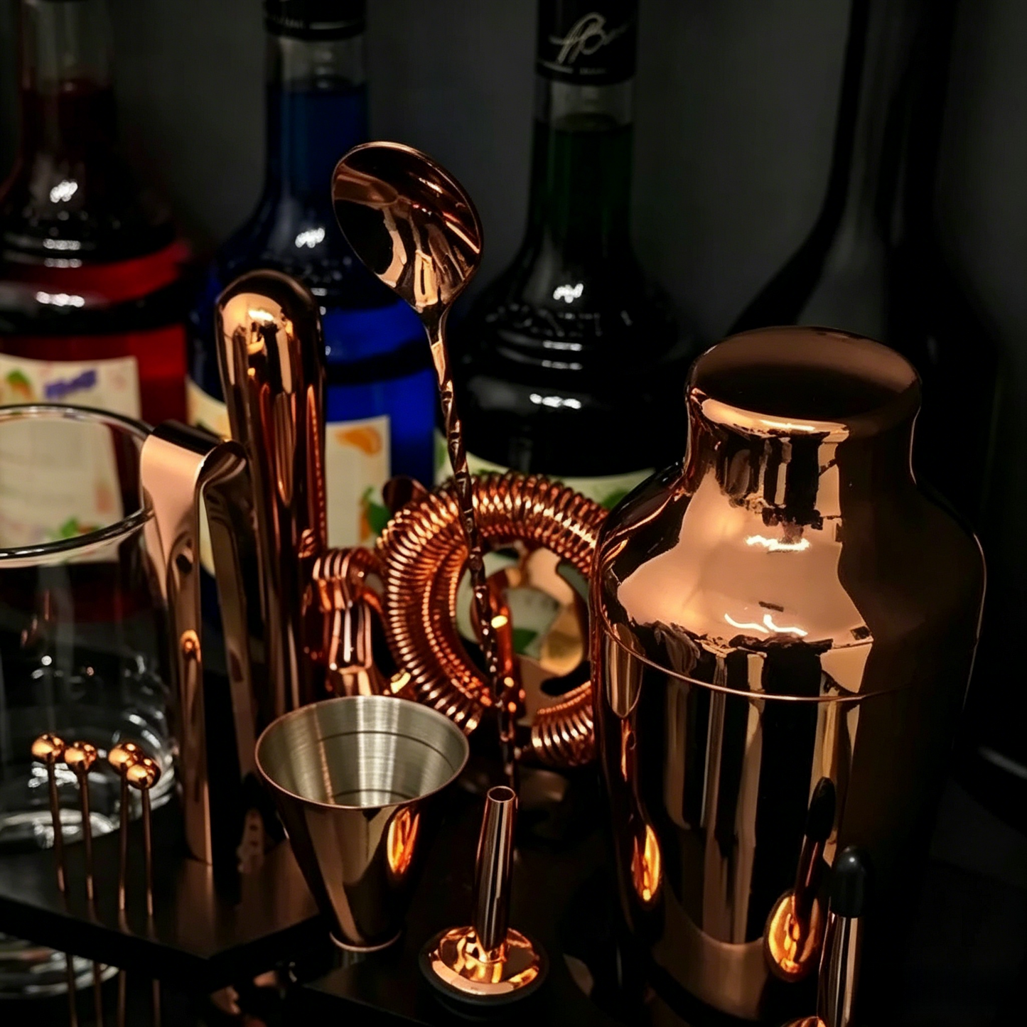 Jazz Black 304 Stainless Steel Cocktail Shaker Set - Bar Tools for Home & Bar Use