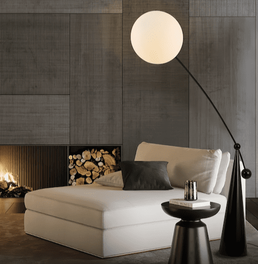LED Floor Lamp with Sleek Cone Base & Elegant Tilted Globe Shade - Orangme