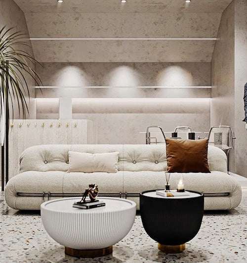 Sofa Set: Stylish Retro Seating with Sleek Lines & Plush Comfort - Orangme