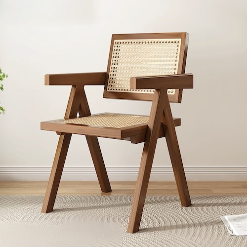 Elegant Chandigarh Rattan Chair with natural design and solid wood frame.