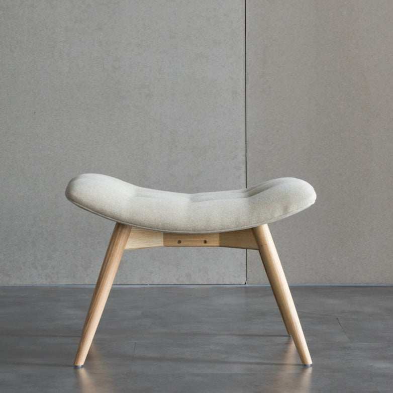 Leather Ottoman Pouf - Ash Wood & PU Leather - Orangme