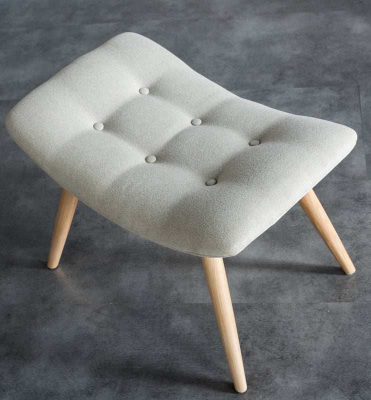 Leather Ottoman Pouf - Ash Wood & PU Leather - Orangme