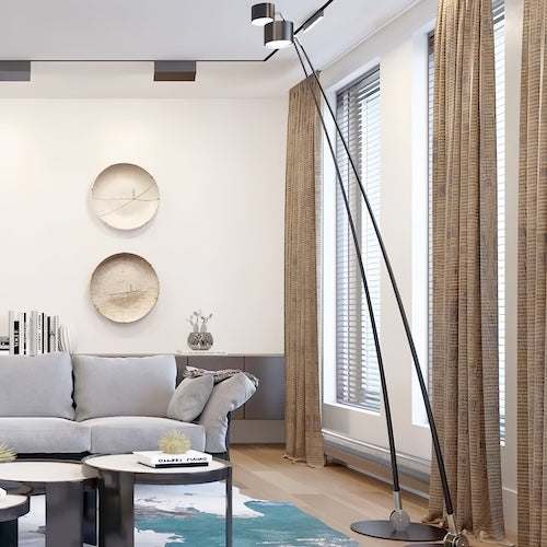 Sleek Fishing Black Floor Lamp For Villa Parlor Bedroom Corner Hotel - Orangme