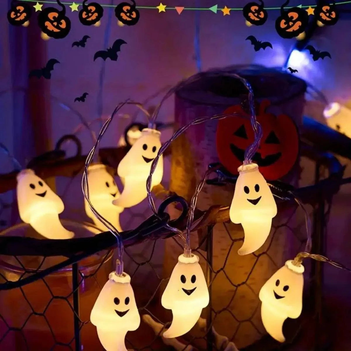Halloween Ghost Decoration String Lights, Battery Powered - Orangme
