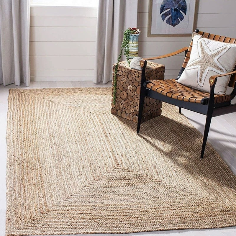 Handwoven Jute Rug: Naturally Distressed, Unique Art Piece from Bangladesh - orangme.com