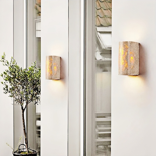 Japanese Wabi-Sabi Marble Outdoor Wall Light | Light ArtOrangme