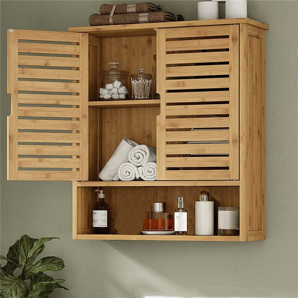 Bathroom Wall Cabinet - Eco-Friendly Natural Wood Storage - orangme.com