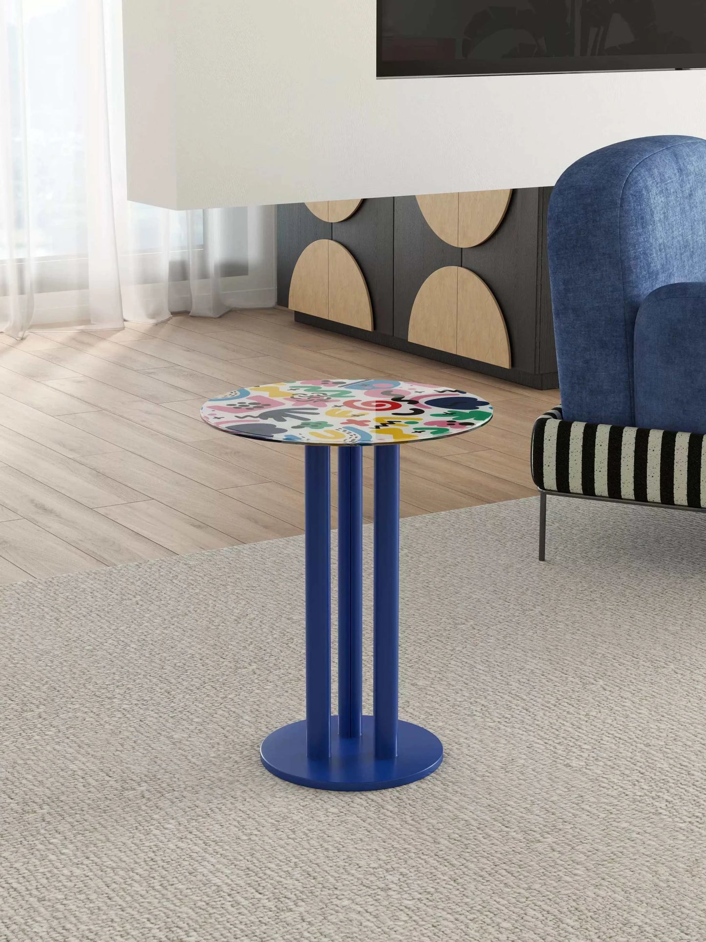 Round Coffee Table - Stainless Steel Luxury Side Table for Living Room