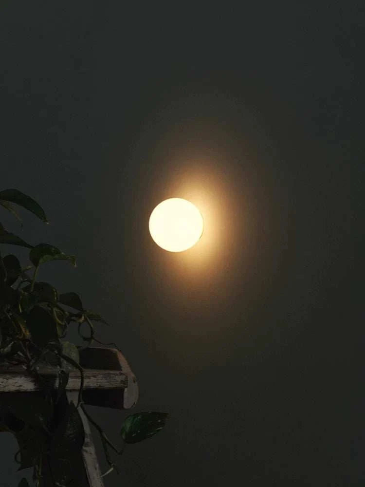 White Globe Wall Lamp - Modern Minimalist Mid-Century Cream Glass Light for Bedroom & Study