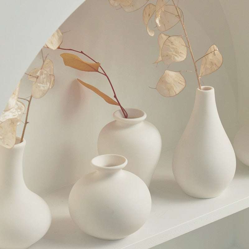 Set of 5 White Vases – Pure Handmade Ceramic & Porcelain Collection - Orangme