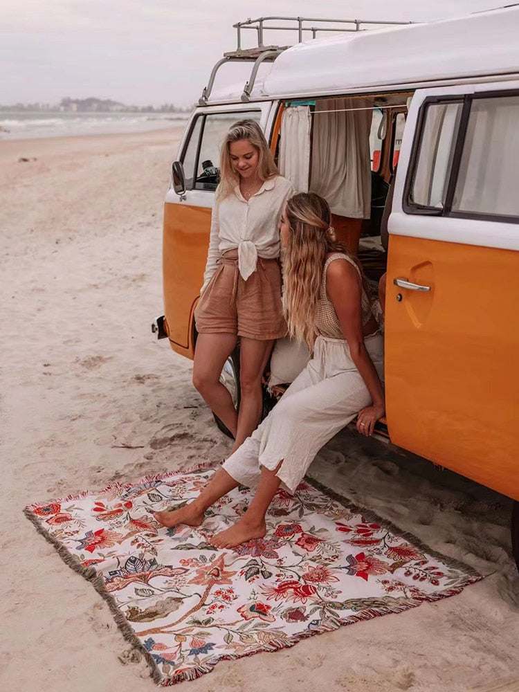 Versatile Beach Blanket – Linen/Cotton, Machine Washable - Orangme