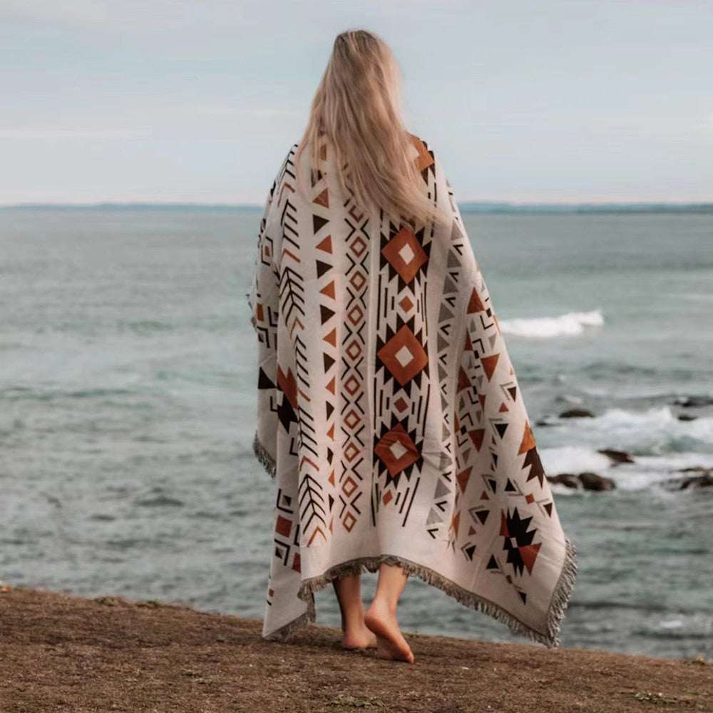 Versatile Beach Blanket – Linen/Cotton, Machine Washable - Orangme