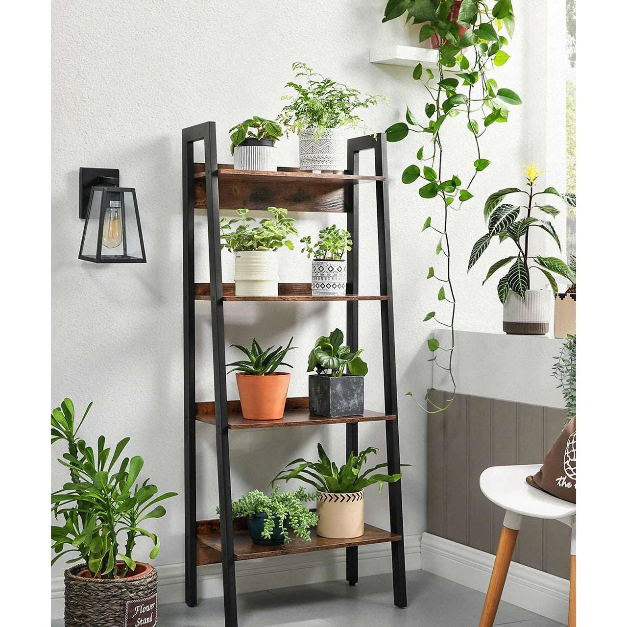 Space-Saving 4-Tier Ladder Shelf: Narrow Design for Small SpacesOrangme