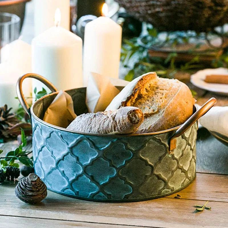 Round Iron Bread Baskets | Vintage Metal Fruit Storage Containers - Orangme