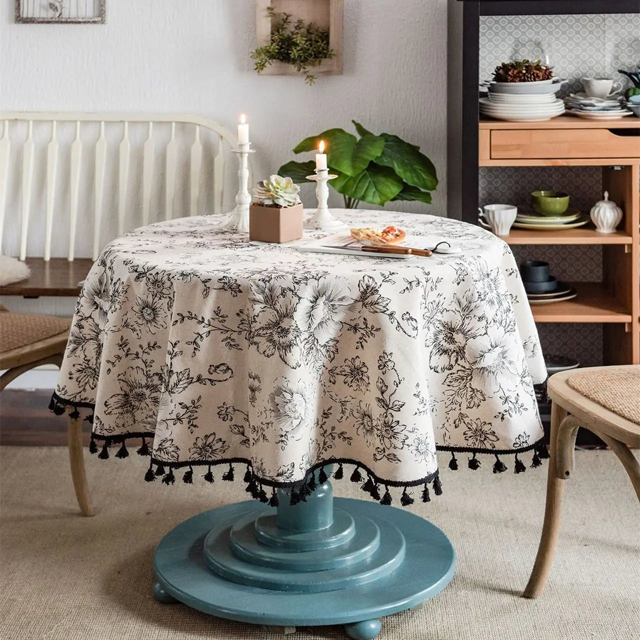 Round Tablecloth - Rose Floral, Wrinkle-Proof & Durable - orangme.com
