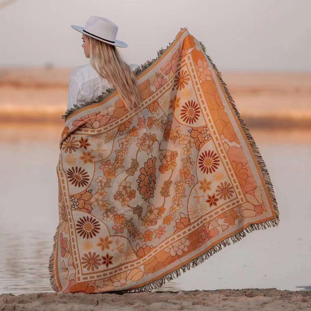 Versatile Beach Blanket – Linen/Cotton, Machine Washable - Orangme