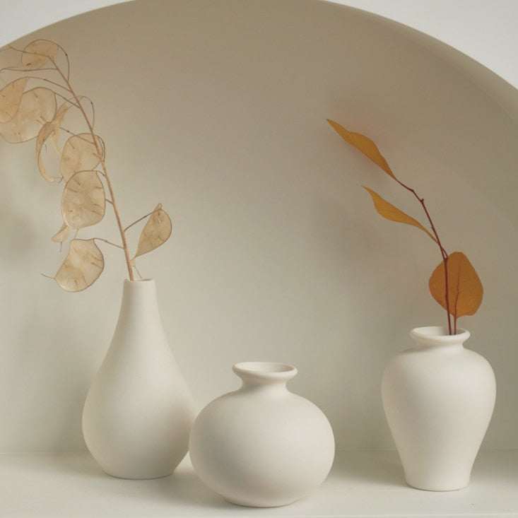 Set of 5 White Vases – Pure Handmade Ceramic & Porcelain Collection - Orangme