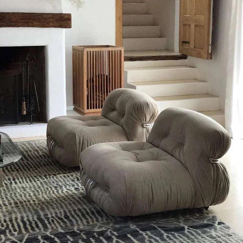 Sofa Set: Stylish Retro Seating with Sleek Lines & Plush Comfort - Orangme