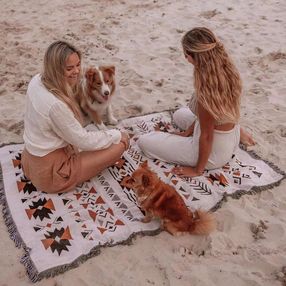 Versatile Beach Blanket – Linen/Cotton, Machine Washable - Orangme