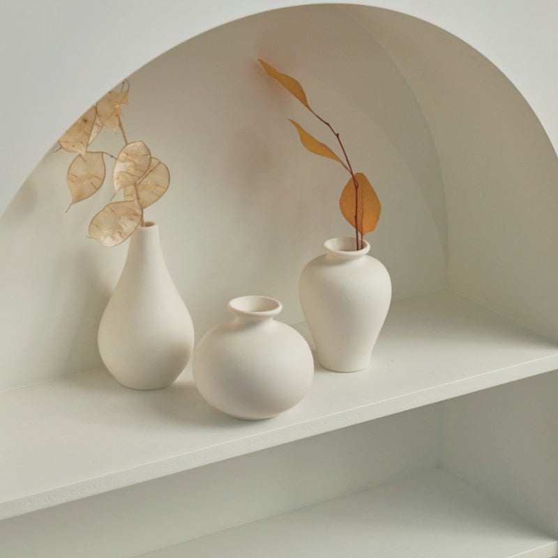 Set of 5 White Vases – Pure Handmade Ceramic & Porcelain Collection - Orangme