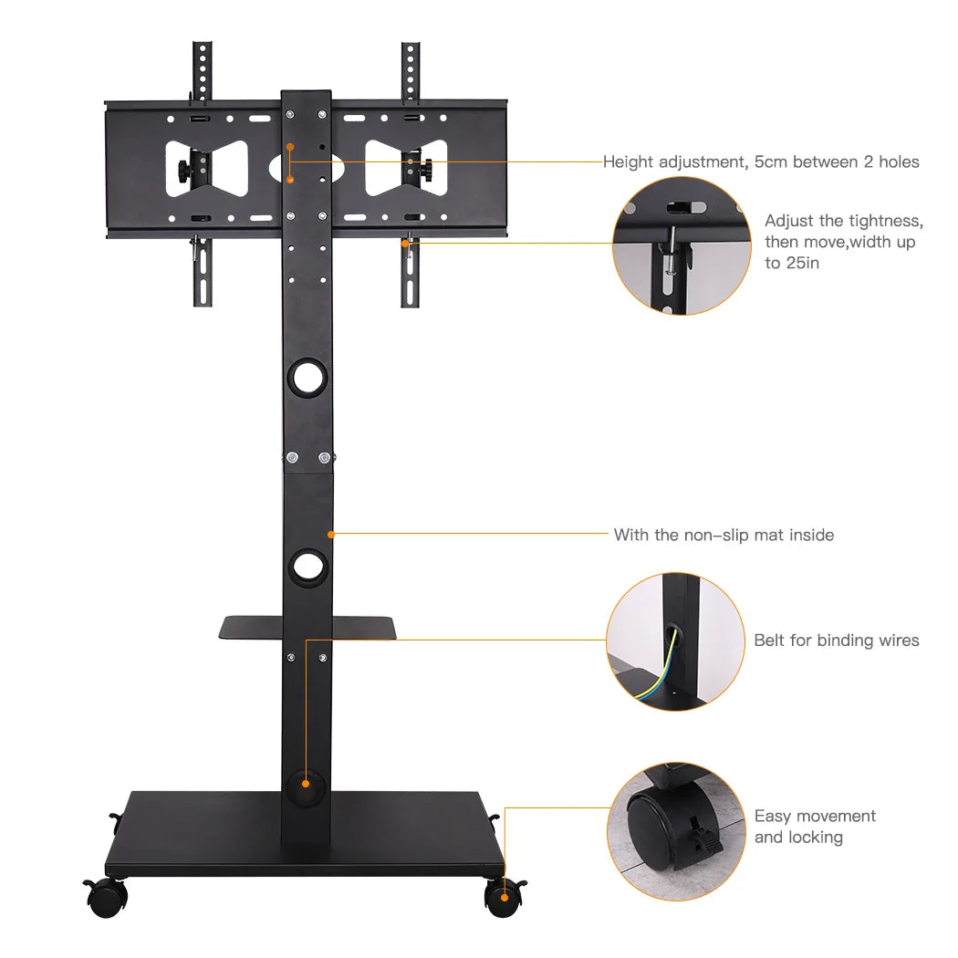 Corner TV Stand with Locking Wheels for 32-65 Inch TVs - orangme.com