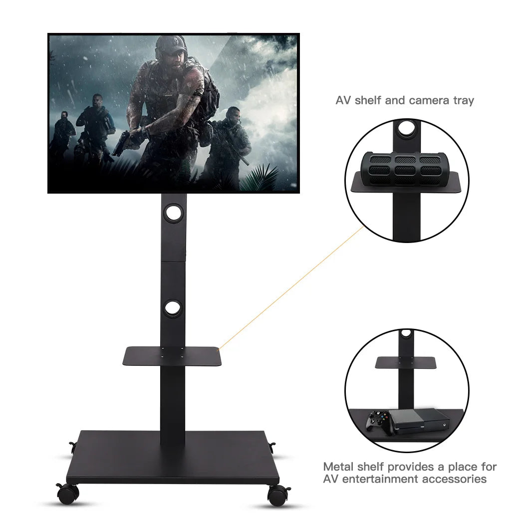 Corner TV Stand with Locking Wheels for 32-65 Inch TVs - orangme.com