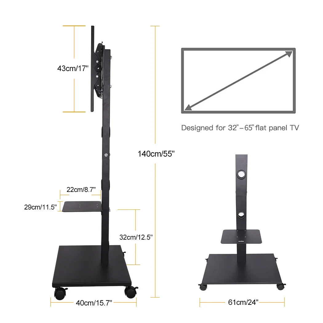 Corner TV Stand with Locking Wheels for 32-65 Inch TVs - orangme.com