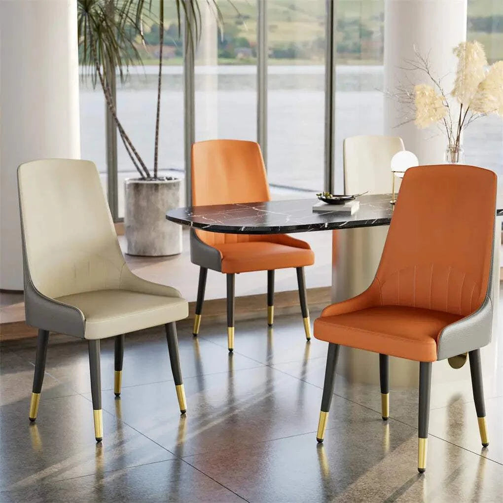 Dining Chairs Set of 2 | Microfiber Leather Upholstered Leisure Side C - Orangme