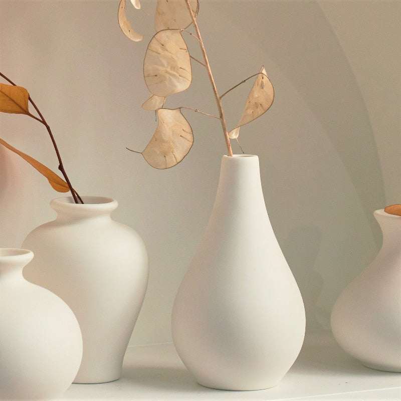 Set of 5 White Vases – Pure Handmade Ceramic & Porcelain Collection - Orangme