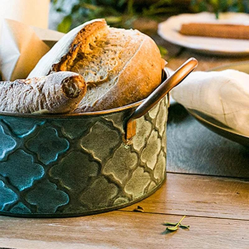 Round Iron Bread Baskets | Vintage Metal Fruit Storage Containers - Orangme