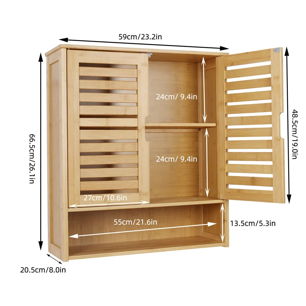 Bathroom Wall Cabinet - Eco-Friendly Natural Wood Storage - orangme.com