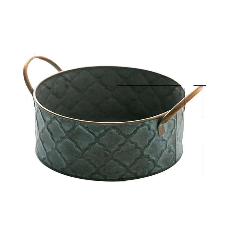 Round Iron Bread Baskets | Vintage Metal Fruit Storage Containers - Orangme
