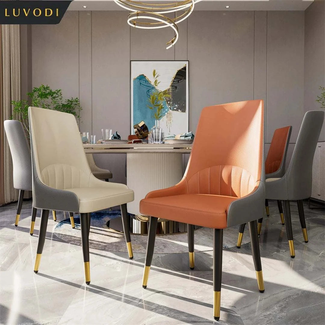 Dining Chairs Set of 2 | Microfiber Leather Upholstered Leisure Side C - Orangme