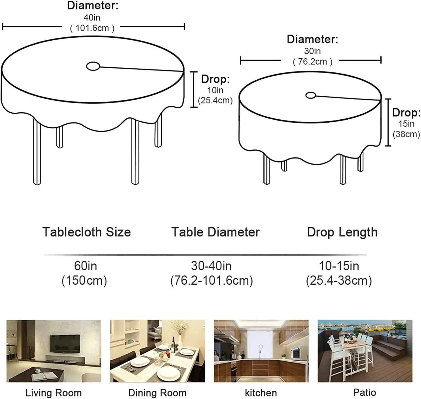 Round Tablecloth - Rose Floral, Wrinkle-Proof & Durable - orangme.com