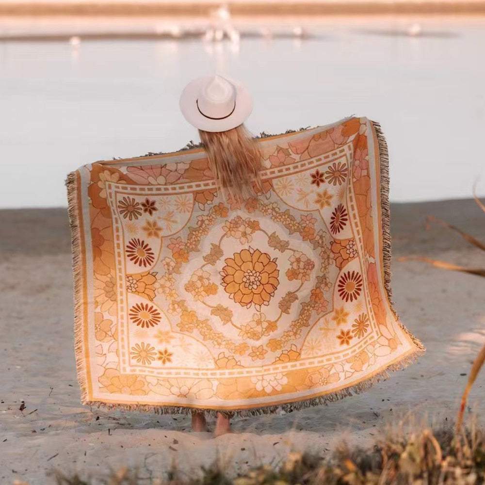 Versatile Beach Blanket – Linen/Cotton, Machine Washable - Orangme