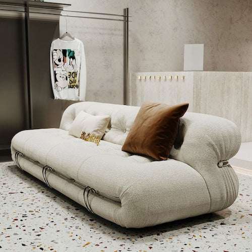 Sofa Set: Stylish Retro Seating with Sleek Lines & Plush Comfort - Orangme