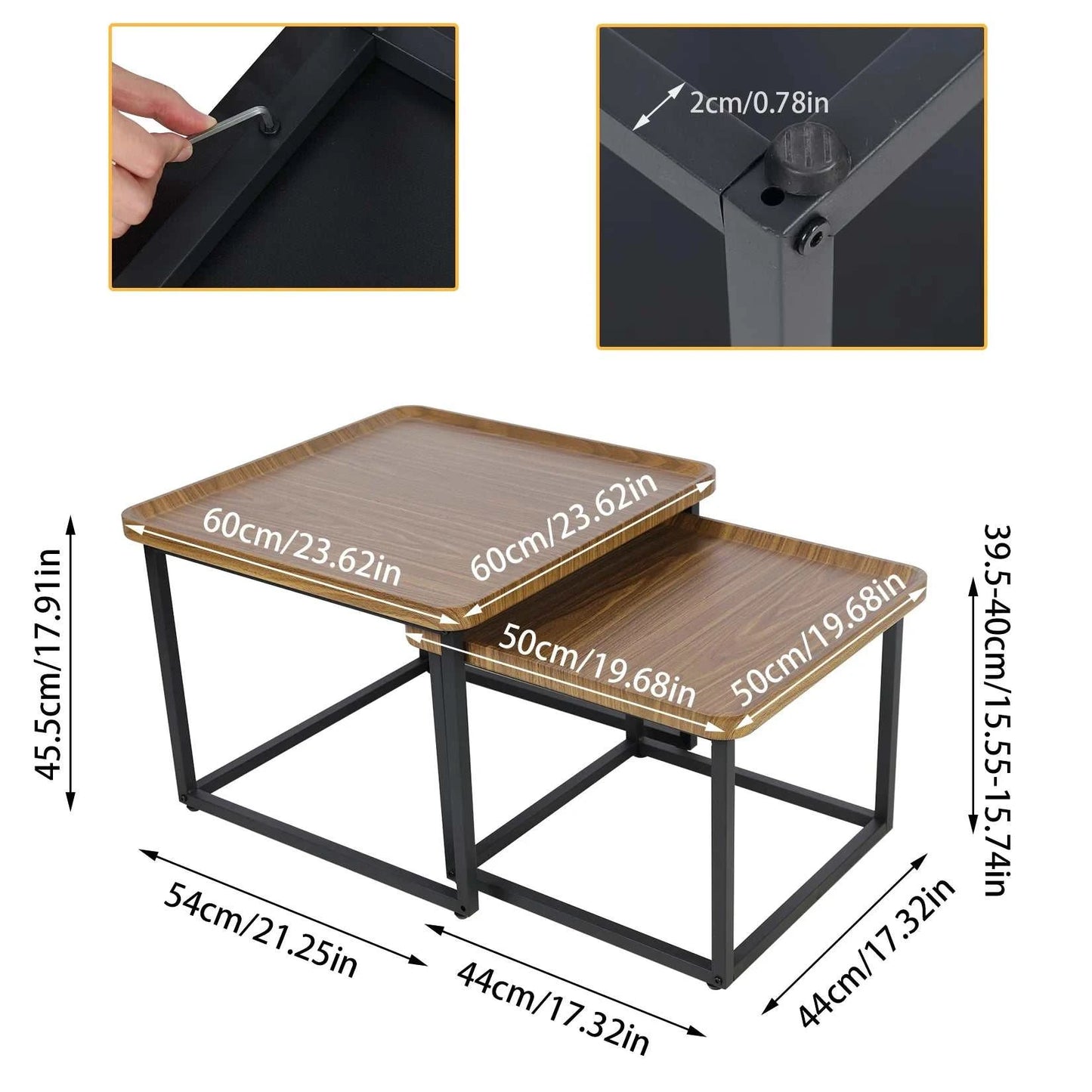 Modern Square Coffee Table - Set of Two - Orangme
