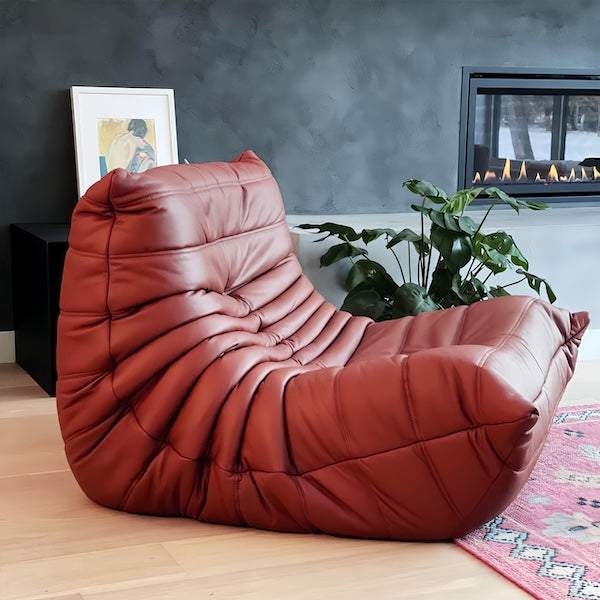 Red Togo chair in leather - orangme.com