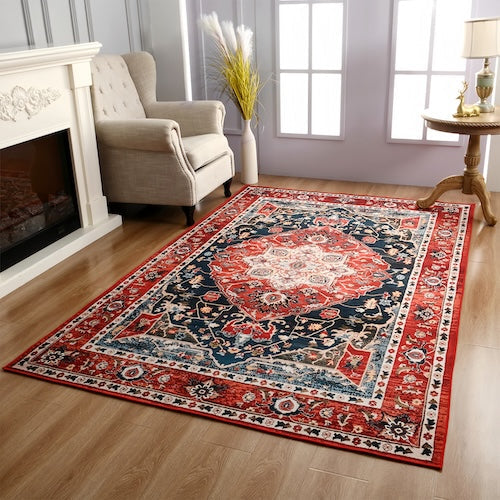 Persian Rug: Vintage Red, Golden & Ivory Artistry Craft - orangme.com