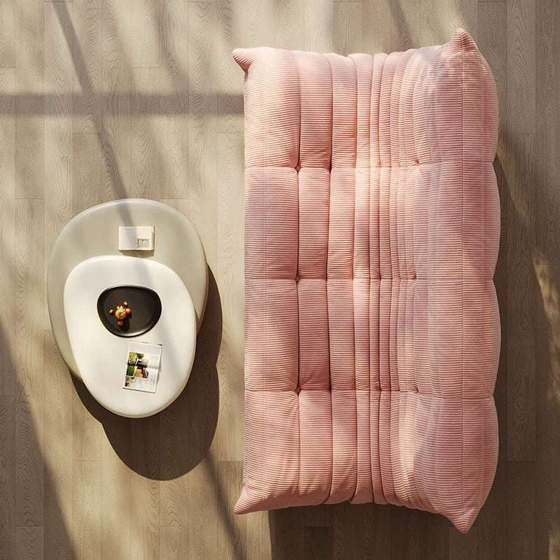 Togo Couch: Luxurious 3-Seater Pink Corduroy Sofa Bliss - orangme.com